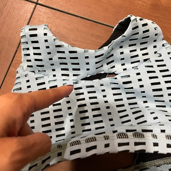 HoneyCut blue cut out mesh crop dance top - Picture 3 of 4